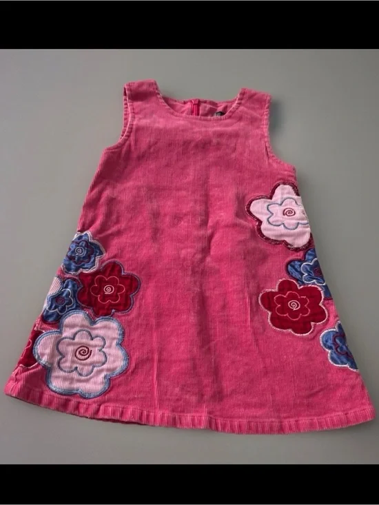 Vintage Y2K The Children’s Place Floral Applique Corduroy Dress 24M