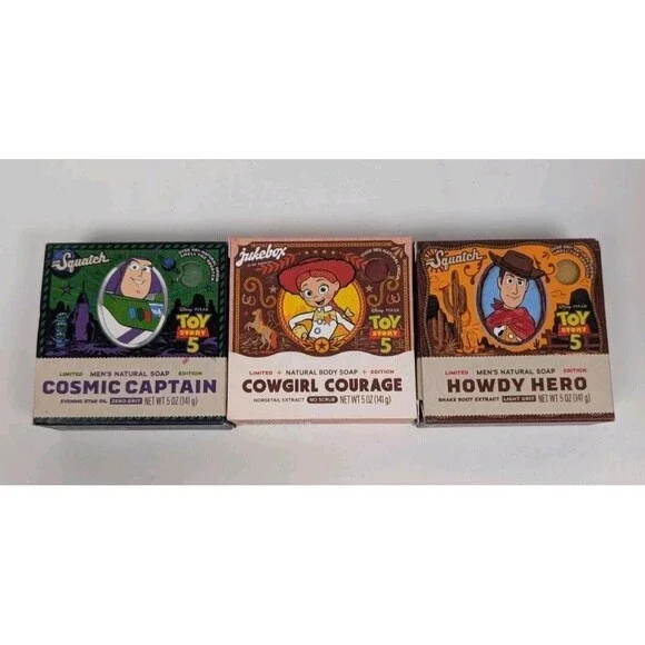 Dr Squatch Toy Story 5 Soap Set Woody Jessie Buzz Cosmic Captain 3 Bars Natural