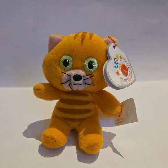 Ty Orange and Green Plush Cat Toy with Tiger Stripes