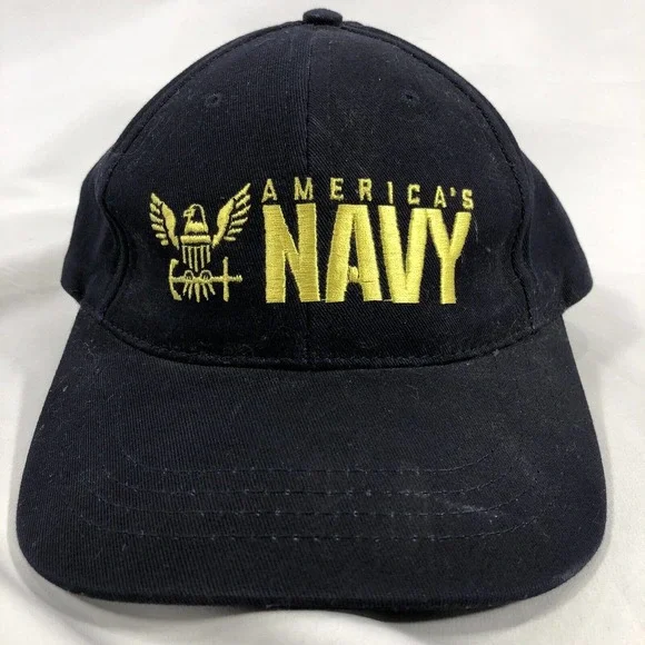 Americas Navy Hat Cap Strap Back Mens Military Adjustable Logo USA Made One Size