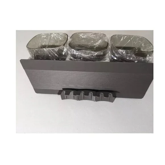 NEW- Gudetap Toothbrush Holder Wall Mounted 3 Cups Holders for Bathroom Gray