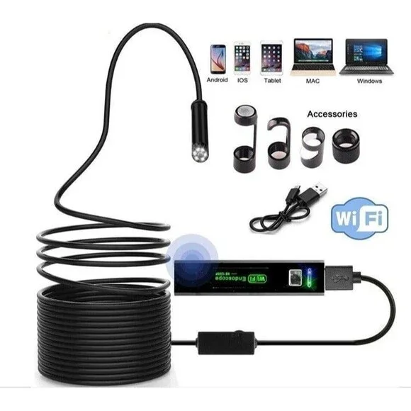 Wireless Endoscope Camera, WiFi Inspection Camera 1200P HD Pipe Camera - NIB
