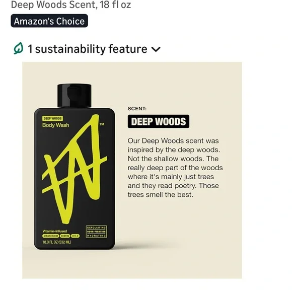 NEW W by Jake Paul Deep Woods Body Wash Bundle 2 Bottles 18 oz Men’s Grooming