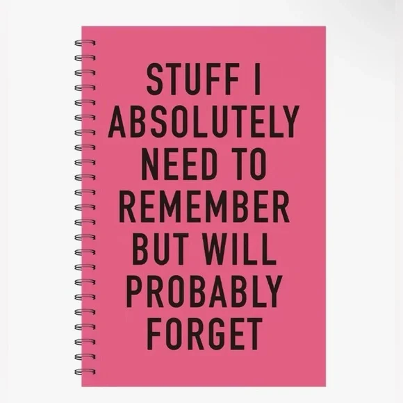 Funny Pink Spiral Notebook “Stuff I Absolutely Need to Remember But…” Journal