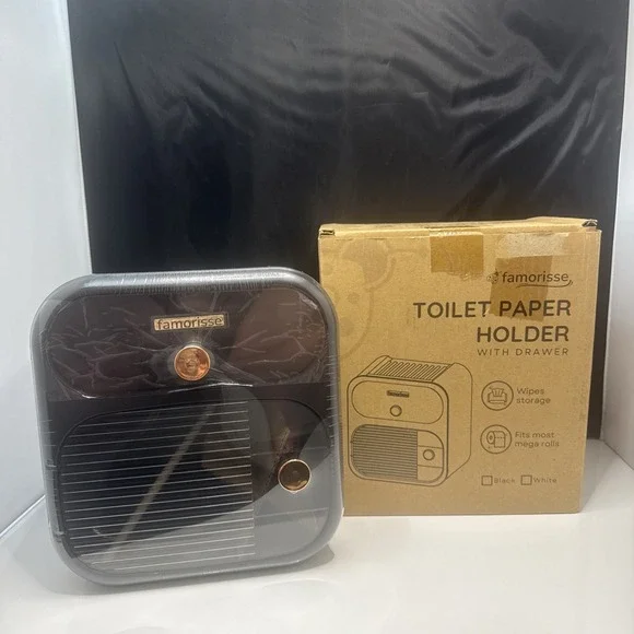 Modern Style Toilet Paper Holder, Wall Mount‎ Bathroom Tissue Box With Shelf