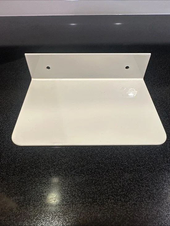 White reversible powder coated Bathroom Shelf Mount Bracket for flushable wipes