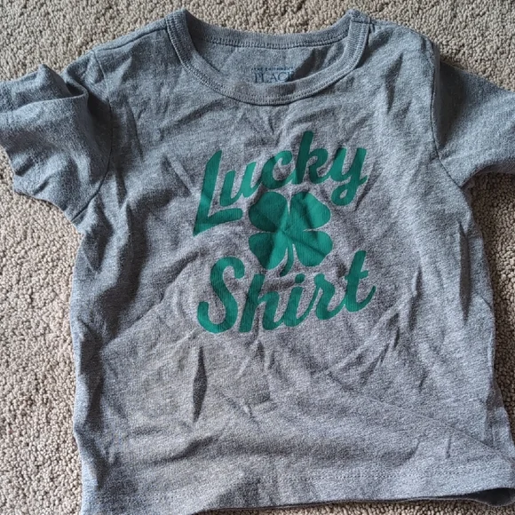 The Children's Place Gray and Green Lucky Tee