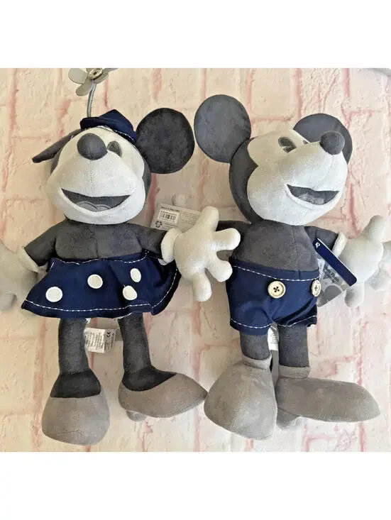 D23 Exclusive 25th Anniversary MinnieMickey Mouse Plush Toy Monochromatic