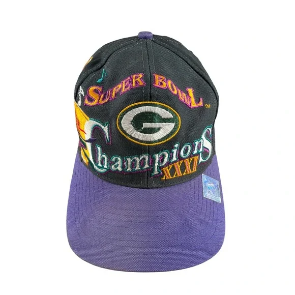 VTG 1997 Green Bay Packers Super Bowl XXXI Champions Snapback Hat Logo Athletic