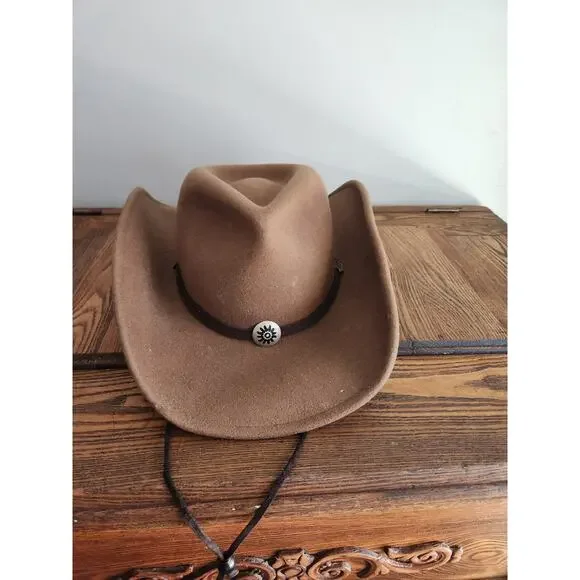 Justin 100% Wool Size S/M Brown Cowboy Hat