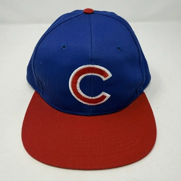 Vintage Chicago Cubs Hat Cap Snapback Mens Blue Red MLB Baseball Logo 7 90s
