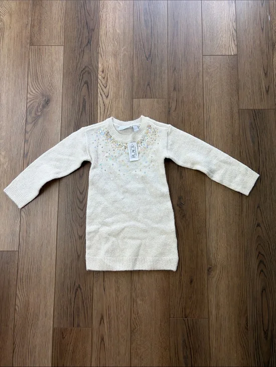 The Children's Place| Cream Sparkle & Sequin Sweater Dress