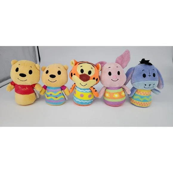 Hallmark Itty Bittys Plush Disney Winnie the Pooh Easter Set of 5 Multicolor EX