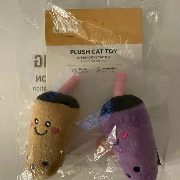 ZippyClaws NomNomz – Milk Tea and Taro Cat Toy NWT