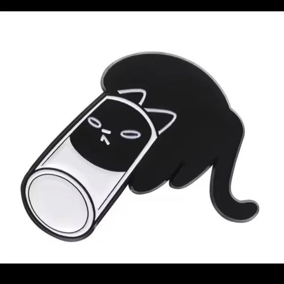 Black and White Cat-Themed Pet Toy Enamel Pin Funny