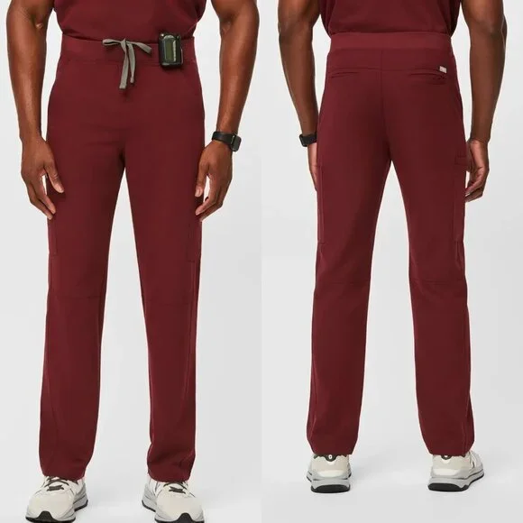 Figs Axim Burgundy Red Cargo Scrub Pants - 35665