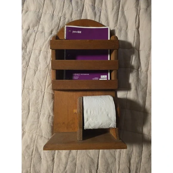 Cottagecore Wood Heart‎ Shelf Magazine Toilet Paper Holder 21