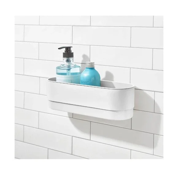 iDesign Adhesive Bathroom Shower Caddy Basket Storage Organizer White-NWT