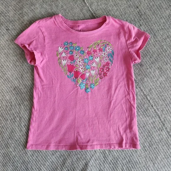 The Children's Place Girls Floral Heart Graphic Tee