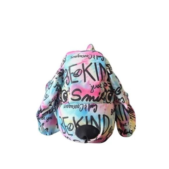 Justice Be Kind Tie Dye Plush‎ Dog Stuffed Animal Positive Quote Pillow