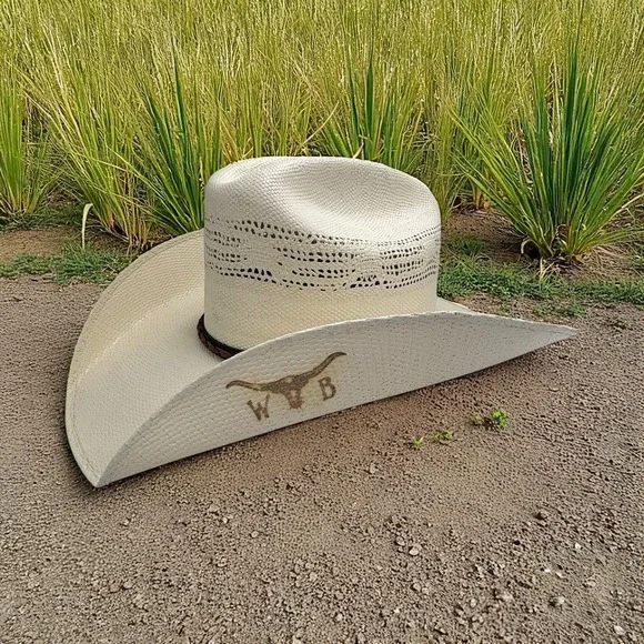 Wild Bill Hats Western Cowboy Hat Rodeo Branded Sz‎ 7 1/8 Mexico 57 White Cream