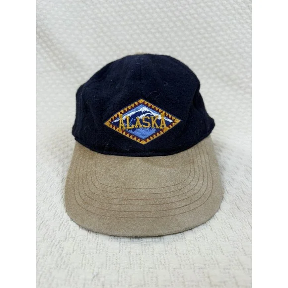 Vintage Alaska Outdoor Embroidered Wool Suede Hat‎ Rare Multicolor USA Mountains