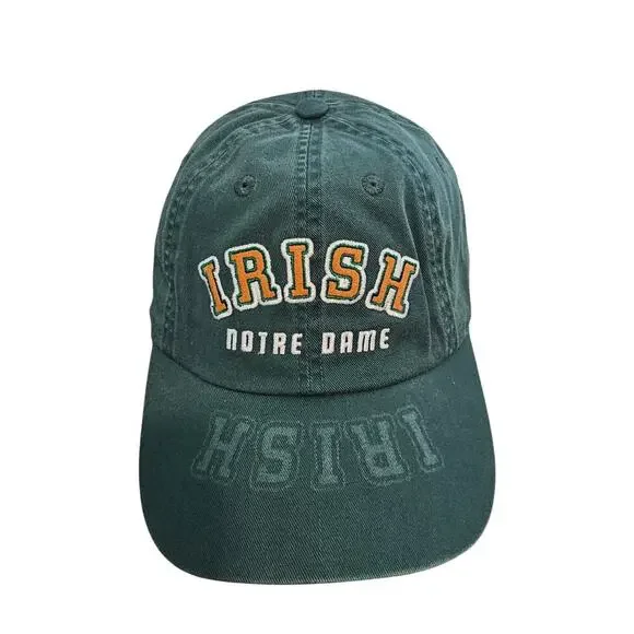 Vintage Notre Dame Fitted Hat Cap 7 1/8 Green Y2K Fighting Irish NCAA Preppy