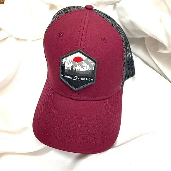 Alpine Design Men's AD M Patch Trucker Maroon Outdoor Hiking Gorpcore Camp