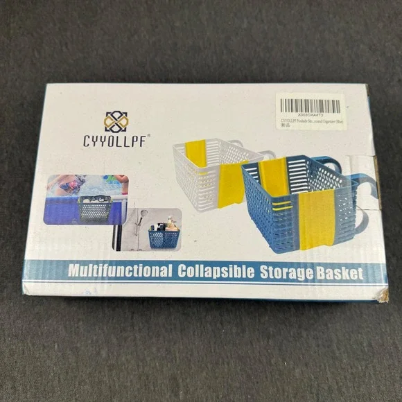 CYYOLLPF Multifunctional Collapsible Storage‎ Basket Blue Yellow Foldable Hook