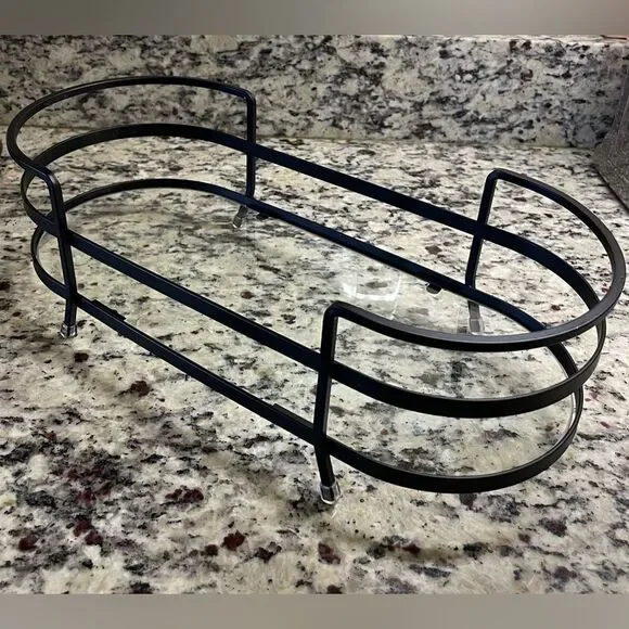 Black Metal Vanity Organizer with Glass Shelf