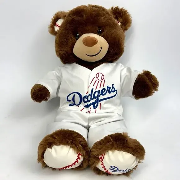 Build-a-Bear LA Dodgers Brown Teddy Bear MLB Baseball Plush 16” Rare BAB