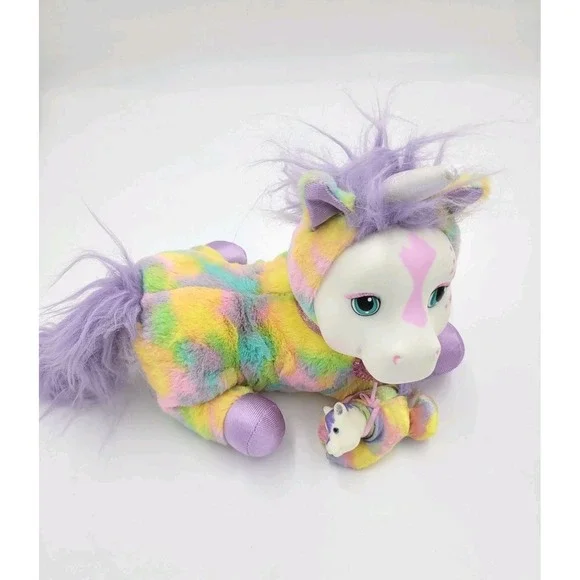 Unicorn Surprise Stuffed Animal Plush Rainbow Unicorn 1 Baby Secret Pocket 10.5
