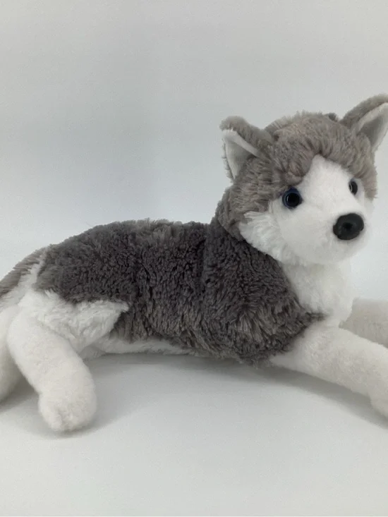 Douglas Husky Dog Plush #4327 Blue Eyes Puppy Laying Down Cuddle Toy Stuffed