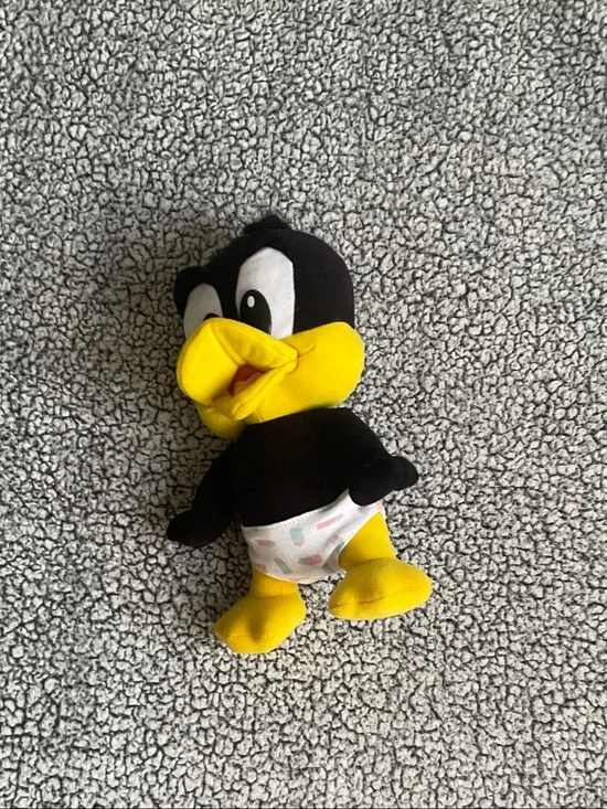 Plush Baby Duck Toy - Black & Bright Yellow