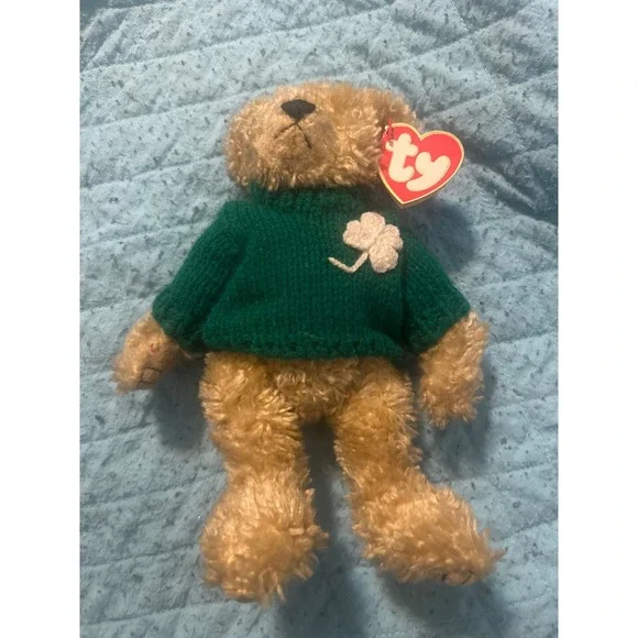 Ty Attic Treasures Blarney the‎ Bear St Patricks Day Irish Plush Green Sweater