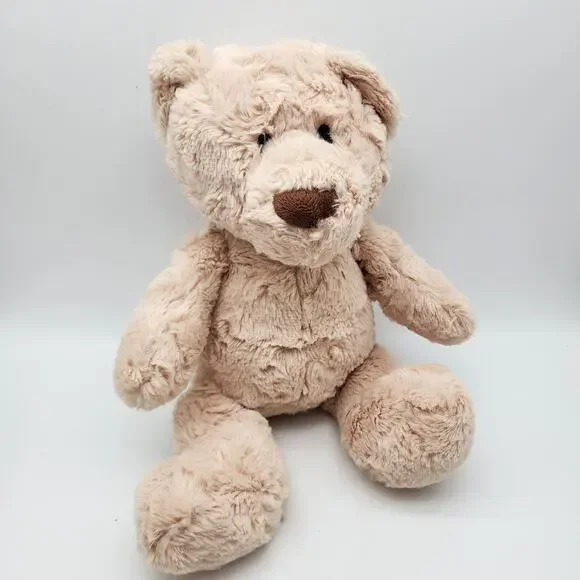 Tan Teddy Bear Rattle Plush Stuffed Animal Lovey Toy 15