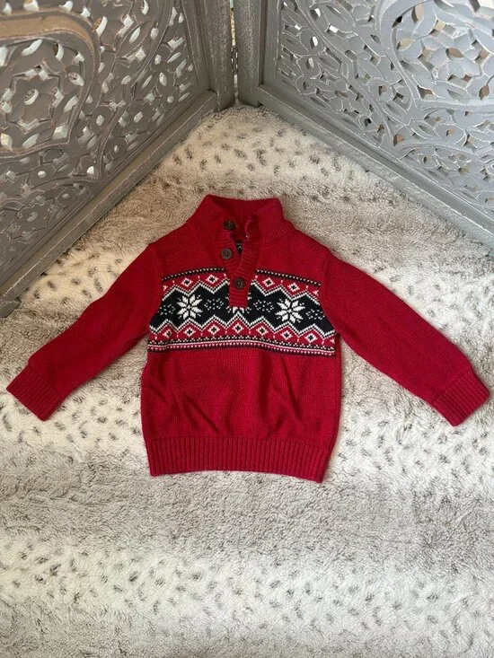 The Children's Place half zip sweater baby boys 18-24 months snowflake winter