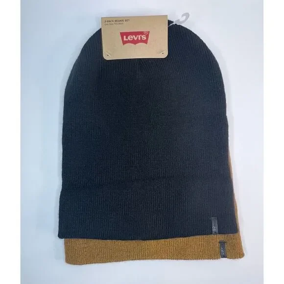 NWT Bundle Of Two Levi’s Stretchy Warm Basic Beanie Style Hats