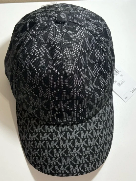 Michael Kors Black & Gray MK Monogram Baseball Hat