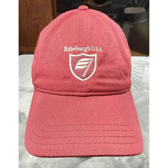 Edinburgh USA Hat Cap Strap Back Mens One Size Red Pukka Golf Dad Hat Logo