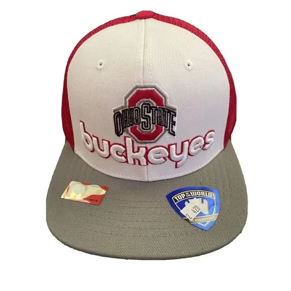 Ohio State Buckeyes‎ Flat Brim OSU Adjustable Snapback Trucker Mesh Hat Cap NCAA