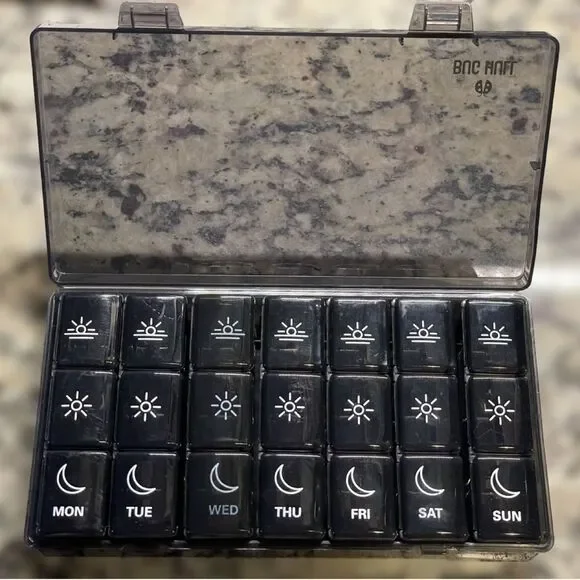 Bug Hill Black Weekly Pill Organizer (3X a Day/7 Days a Week) Great for Travel