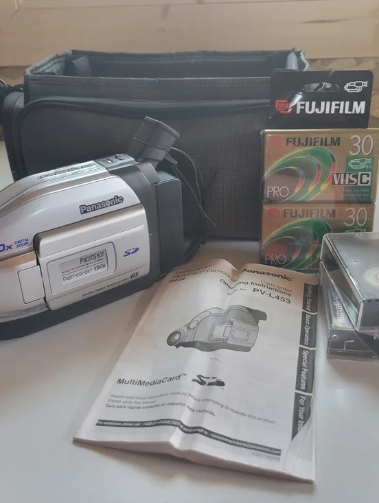 Panasonic Silver and Black Handheld Camcorder with Tapes and Case(DW)