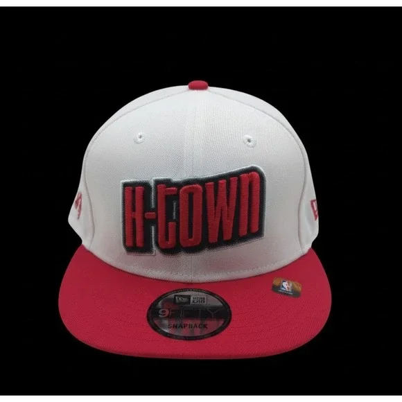 New Era 9FIFTY Houston Rockets H-TOWN Snapback Hat White Red NBA Cap OSFM