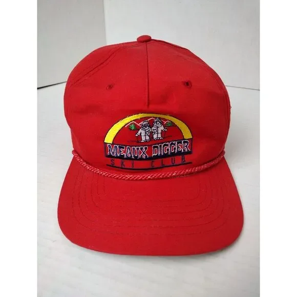 Texace Meaux Digger Ski Club Strap Back Hat Cap Rope Red Embroidered USA