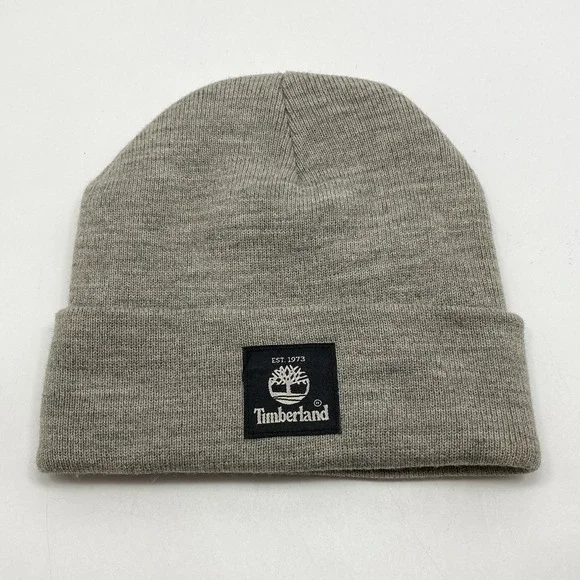New Timberland Gray‎ Cuffed Knit Beanie Ski Snowboard Hat Outdoor Hiking Cap NWT