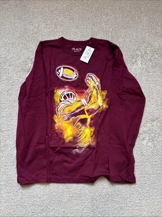The Children's Place Maroon Tee Football Graphic
