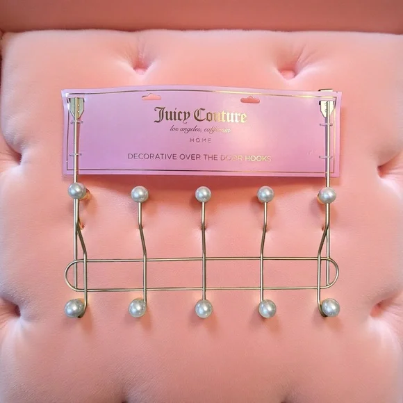Juicy Couture Los Angeles NWT Gold Tone & Faux Pearl Hanging Door Hooks