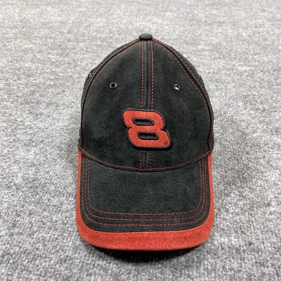 Dale Earnhardt Jr Driver Hat Cap Strap Back Black Red 8 NASCAR Racing Leather