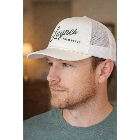 Otto Trucker Hat Snapback White Rope Cap Mesh Back OSFM‎ Palm Beach